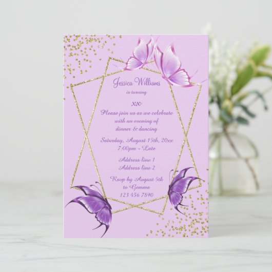  vlinders, glitter en Confetti-dag Kaart (Staand voorkant)