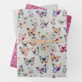  vlinders glitter inpakpapier vel (In situ)