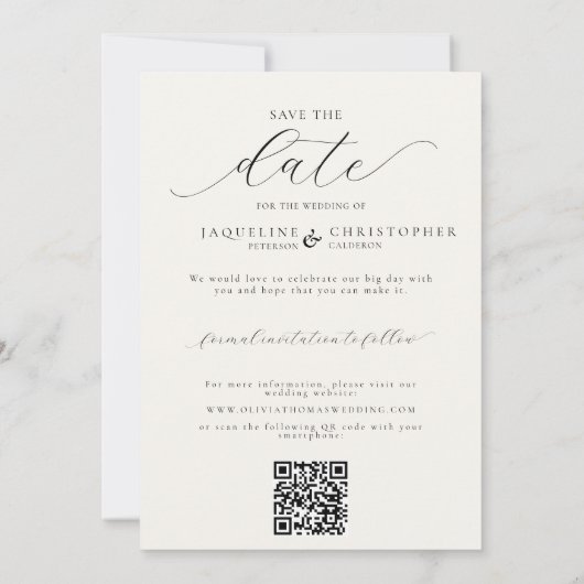 Vlinders Goud Boho Foto Arch QR Code Bruiloft Save The Date (Achterkant)