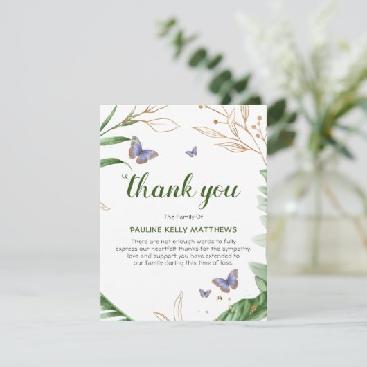 Vlinders & groen | Begrafenis Bedankt (Staand voorkant)