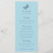 Vlinders hand geschetste grafische werveling blauw menu (Achterkant)