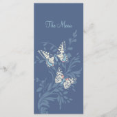 Vlinders hand geschetste grafische werveling blauw menu (Voorkant)