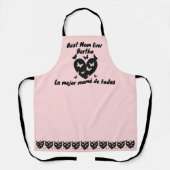 Vlinders & Hart Aangepaste naam, Tweetalig Roze Schort (Voorkant)