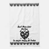 Vlinders & Hart Aangepaste Naam, Tweetalig Wit Theedoek (Verticaal)