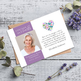 Vlinders hart voor altijd in onze harten begrafeni bedankkaart