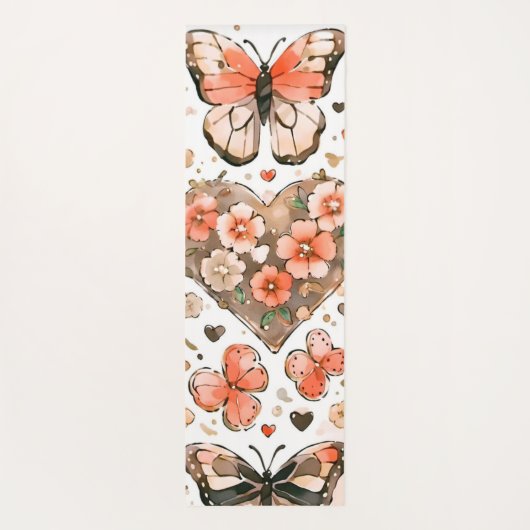 Vlinders, harten en bloemen aangepaste dubbele kan yogamat (Achterkant)
