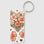 Vlinders, harten en bloemen aangepaste naam sleutelhanger (Achterkant)