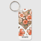 Vlinders, harten en bloemen aangepaste naam sleutelhanger (Voorkant)