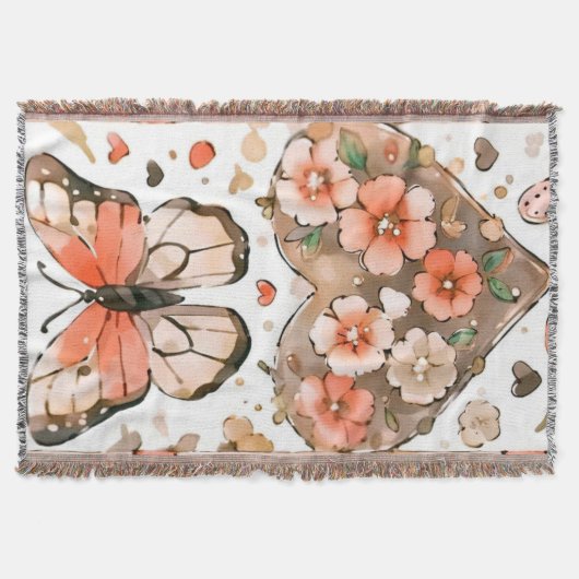 Vlinders, harten en bloemen deken (Voorkant)