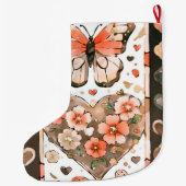 Vlinders, harten en bloemen grote kerstsok (Achterkant)