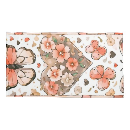 Vlinders, harten en bloemen kussensloop (Achterkant)