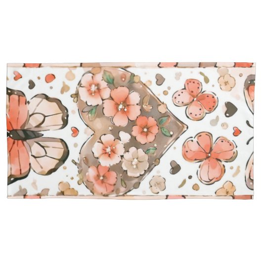 Vlinders, harten en bloemen kussensloop (Voorkant)