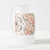 Vlinders, harten en bloemen matglas bierpul (Voorkant links)