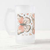 Vlinders, harten en bloemen matglas bierpul (Links)