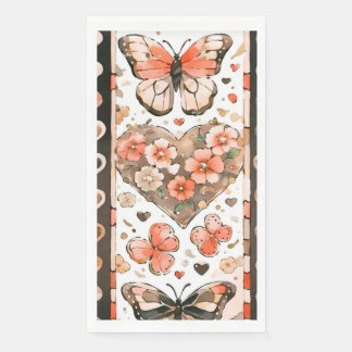 Vlinders, harten en bloemen servet