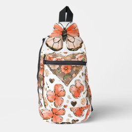 Vlinders, harten en bloemen sling bag