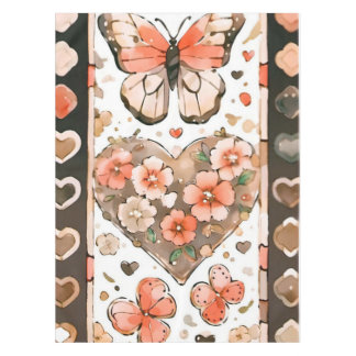 Vlinders, harten en bloemen tafelkleed
