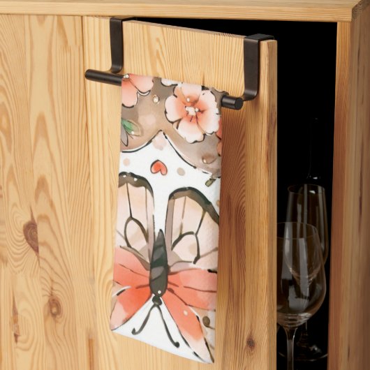 Vlinders, harten en bloemen theedoek (Derde Gevouwen)