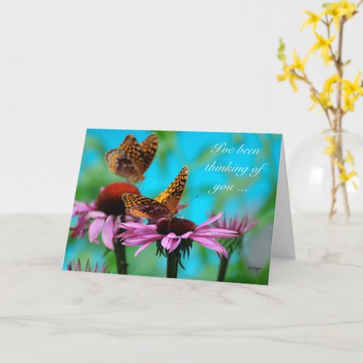 Vlinders - het denken aan u kaart (Gele Bloem)