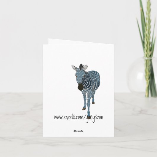 Vlinders & het Zebra van Boho danken de Blauwe u Bedankkaart (Achterkant)