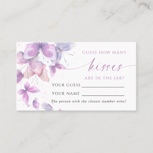 Vlinders Hoeveel Kussen Douche Game Card Plaatskaartje (Voorkant)