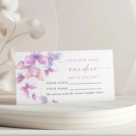 Vlinders Hoeveel Snoepjes Douche Game Card Plaatskaartje