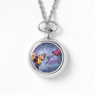 Vlinders houden van blauw horloge