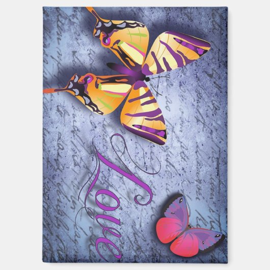 Vlinders houden van blauw magneet (Voorkant)