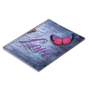 Vlinders houden van blauw notitieboek