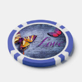 Vlinders houden van blauw poker chips (Enkel)