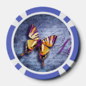 Vlinders houden van blauw poker chips (Achterkant)
