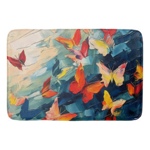 Vlinders in Beweging – Expressieve Abstracte Vluch Badmat