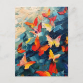 Vlinders in Beweging – Expressieve Abstracte Vluch Briefkaart (Voorkant)