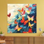 Vlinders in Beweging – Expressieve Abstracte Vluch Canvas Afdruk (Insitu (Woonkamer))