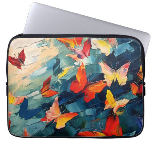 Vlinders in Beweging – Expressieve Abstracte Vluch Laptop Sleeve