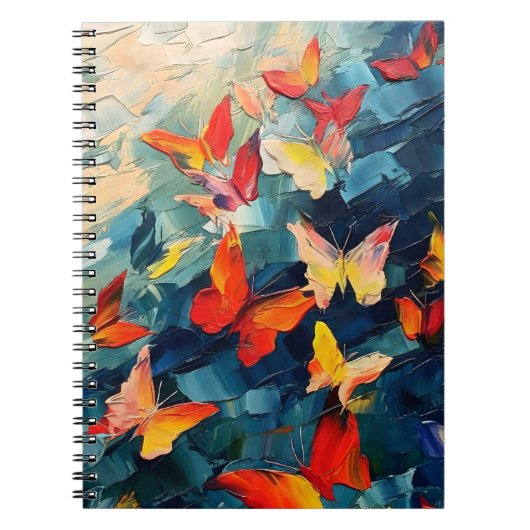 Vlinders in Beweging – Expressieve Abstracte Vluch Notitieboek (Voorkant)