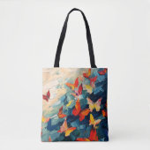 Vlinders in Beweging – Expressieve Abstracte Vluch Tote Bag (Voorkant)