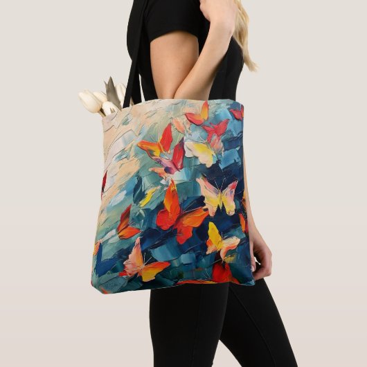 Vlinders in Beweging – Expressieve Abstracte Vluch Tote Bag (Dichtbij)