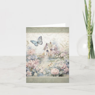 Vlinders In De Tuin Vintage Uitzicht Notitiekaart