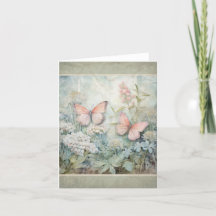 Vlinders In De Tuin Vintage Uitzicht Notitiekaart
