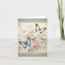 Vlinders In De Tuin Vintage Uitzicht Notitiekaart
