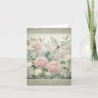 Vlinders In De Tuin Vintage Uitzicht Notitiekaart
