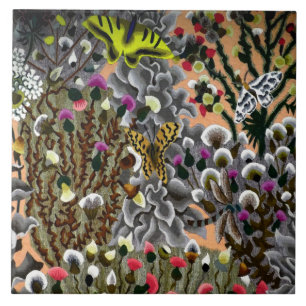  Vlinders in de wilgen illustratie Tegeltje