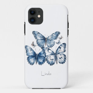 Vlinders in Delfts Blauw, aanpasbaar Case-Mate iPhone Case