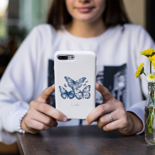 Vlinders in Delfts Blauw, aanpasbaar Case-Mate iPhone Case