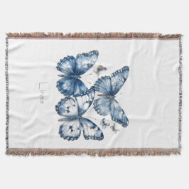 Vlinders in Delfts Blauw, aanpasbaar Deken