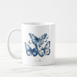 Vlinders in Delfts Blauw, aanpasbaar Koffiemok