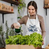 Vlinders in Delfts Blauw, aanpasbaar Lang Schort