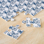 Vlinders in Delfts Blauw, aanpasbaar Legpuzzel (Zijkant)