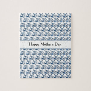 Vlinders in Delfts Blauw, aanpasbaar Legpuzzel